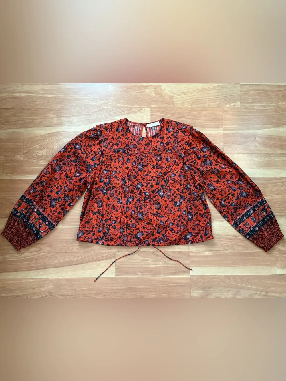 Ulla Johnson $320 Orange Poppy Prisha Blouse Size 6 Small Cottage Core Boho Chic
